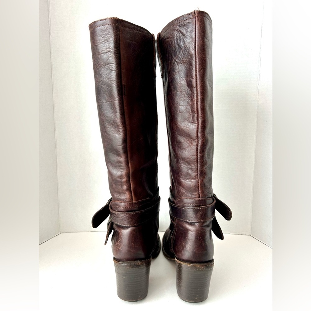 Steve Madden Bruce Brown Leather Riding Boots Tall Heeled Size 9 - Picture 7 of 8